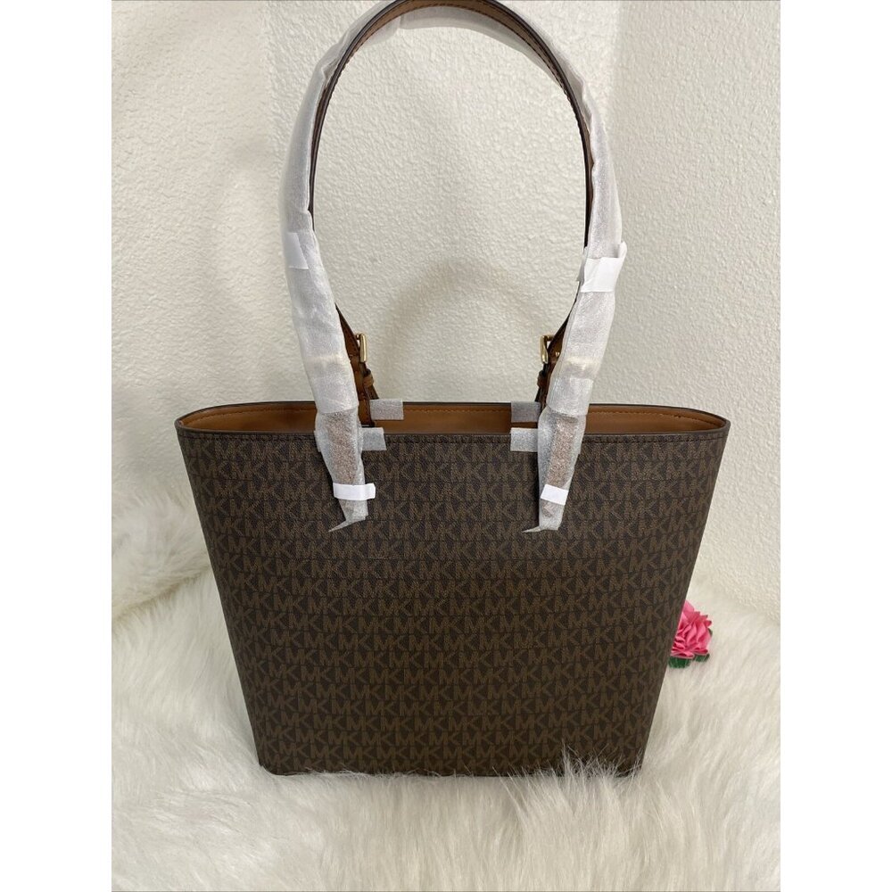 MICHAEL KORS JET SET TRAVEL MD DOUBLE POCKET TOTE SHOULDER BAG MK BROWN MOCHA - Picture 5 of 16